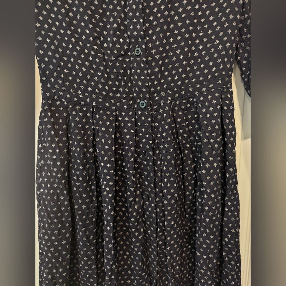 Anthropologie Tylho Blue watern pleaded button midi v-neck Dress 3/4 sleeve XS - Picture 4 of 11